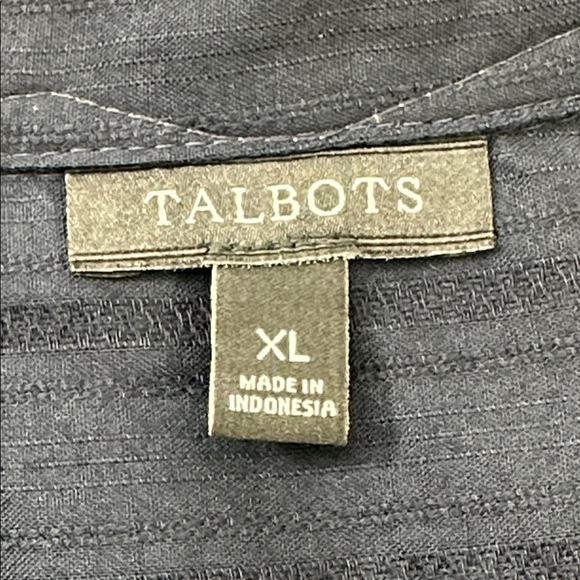 Talbots Navy Tunic Embroidered 3/4 Sleeve V-Neck Blouse - Picture 5 of 6